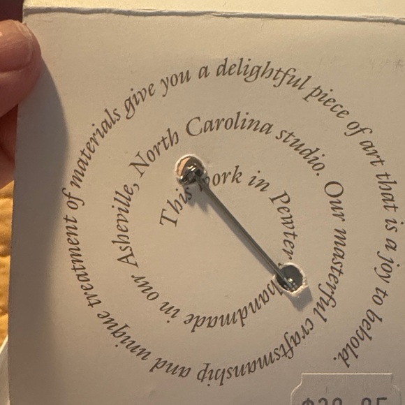 M. Shields Silversmith Owl Brooch – Shields Pewter – Artisan Wildlife Pin - Picture 3 of 5